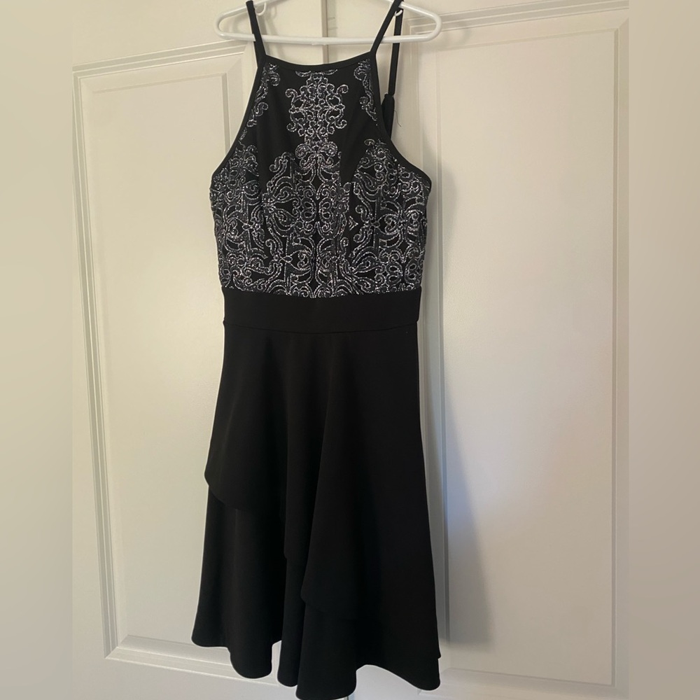 Speechless Black Dress with Silver Detailing